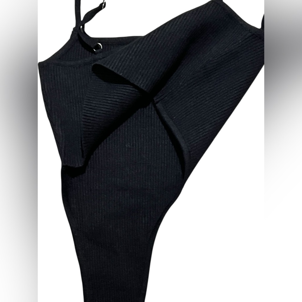 RtA Ribbed Asymmetrical Hem Crop tank top spaghetti strap black size small - Picture 6 of 12